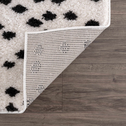 Cansu Black & White Dotted Area Rug - Tree of Life