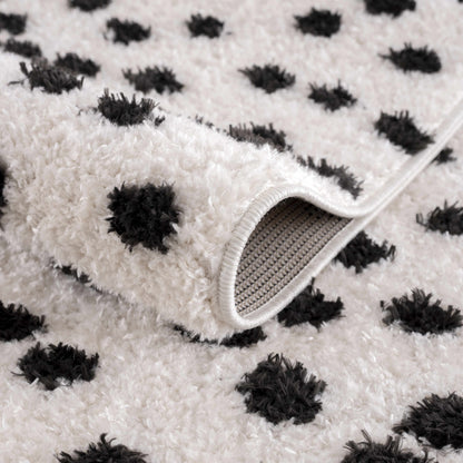 Cansu Black & White Dotted Area Rug - Tree of Life