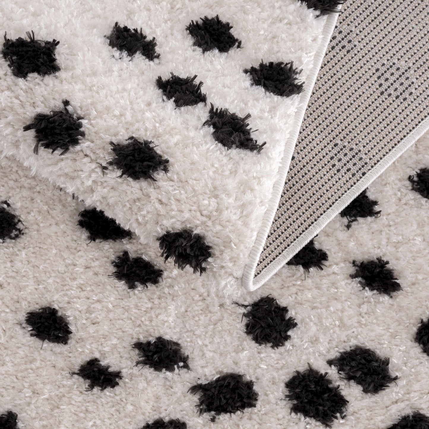 Cansu Black & White Dotted Area Rug - Tree of Life