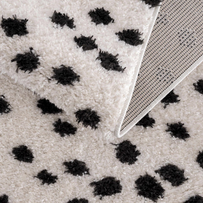 Cansu Black & White Dotted Area Rug - Tree of Life