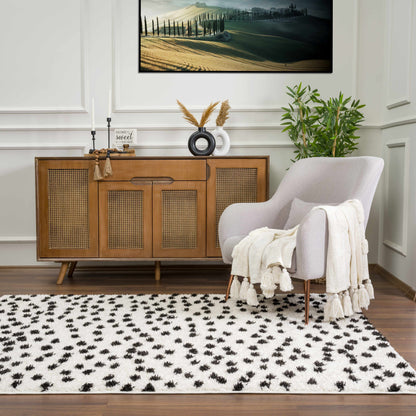 Cansu Black & White Dotted Area Rug - Tree of Life