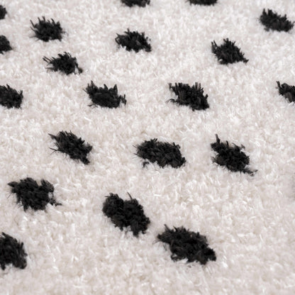 Cansu Black & White Dotted Area Rug - Tree of Life