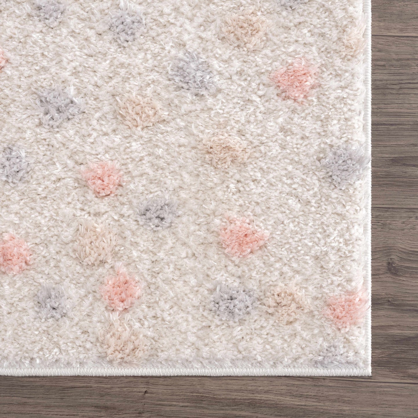 Cansu Pink & Cream Dotted Area Rug - Tree of Life