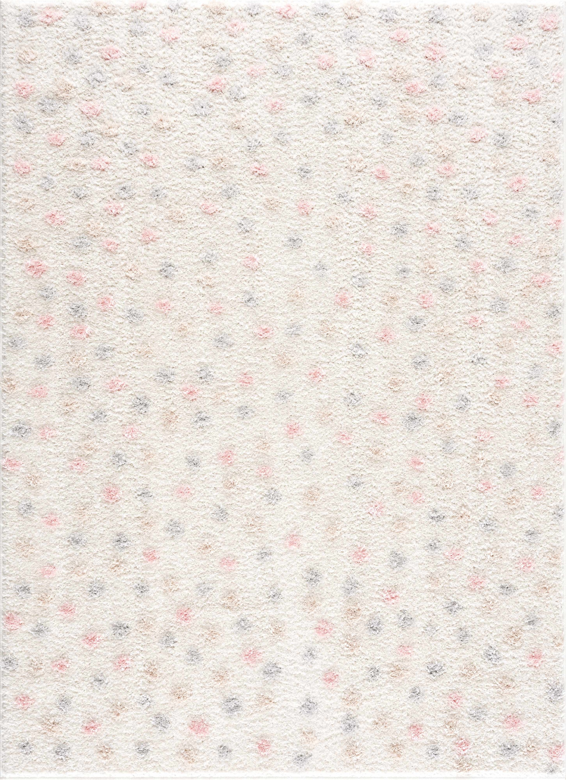 Cansu Pink & Cream Dotted Area Rug - Tree of Life