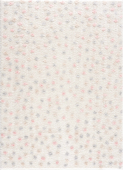 Cansu Pink & Cream Dotted Area Rug - Tree of Life
