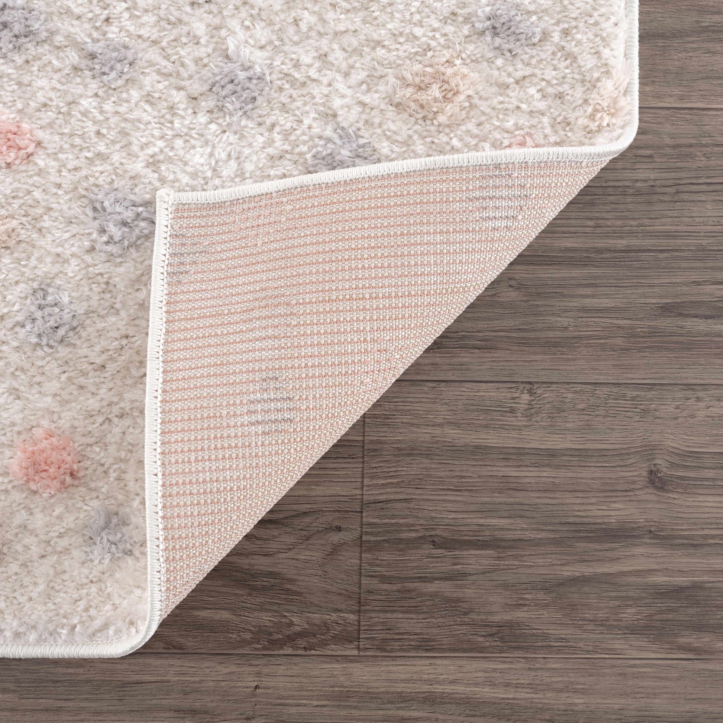 Cansu Pink & Cream Dotted Area Rug - Tree of Life