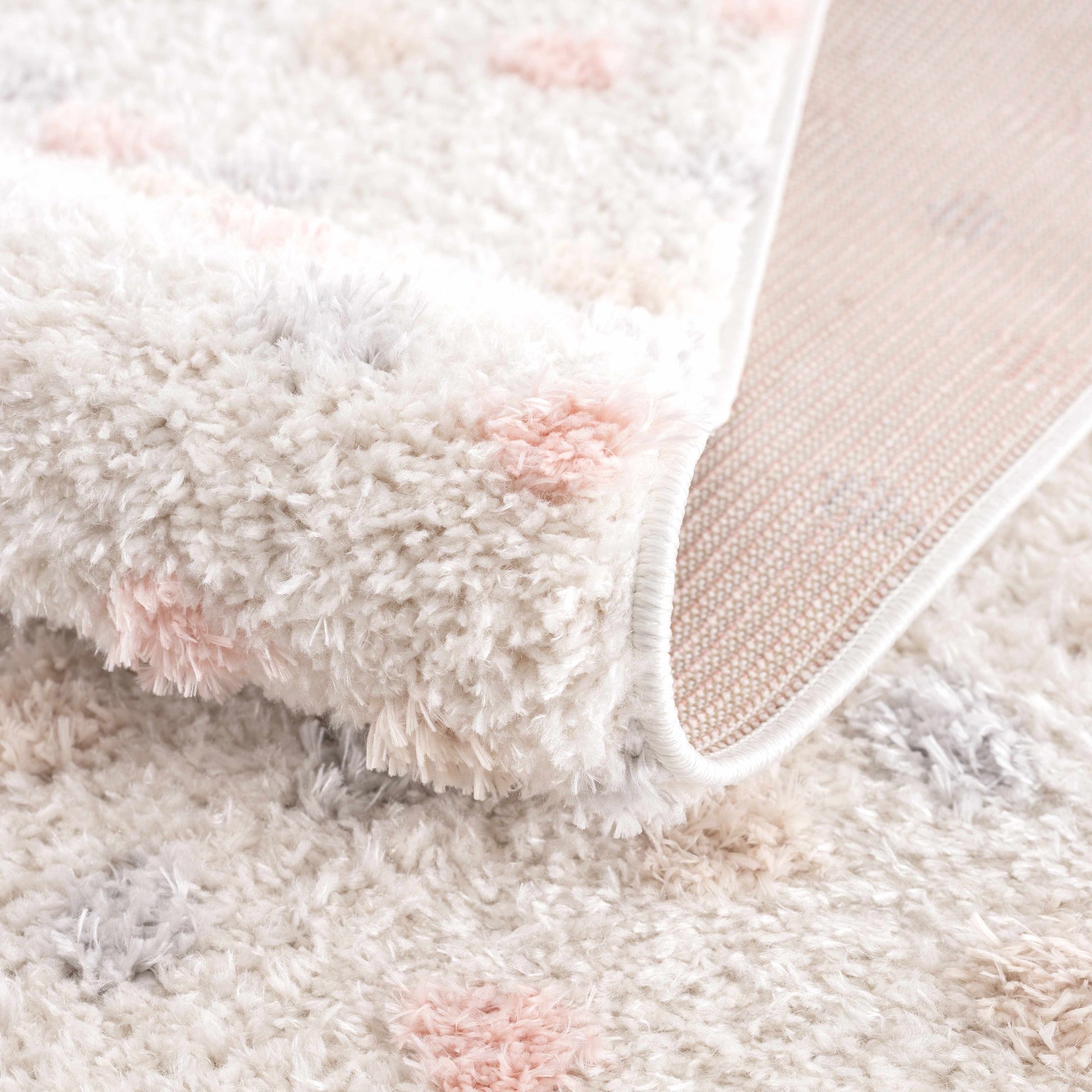 Cansu Pink & Cream Dotted Area Rug - Tree of Life