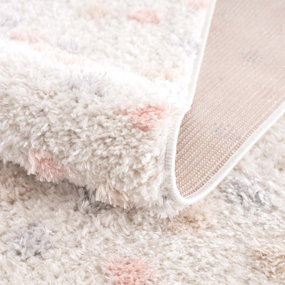 Cansu Pink & Cream Dotted Area Rug - Tree of Life
