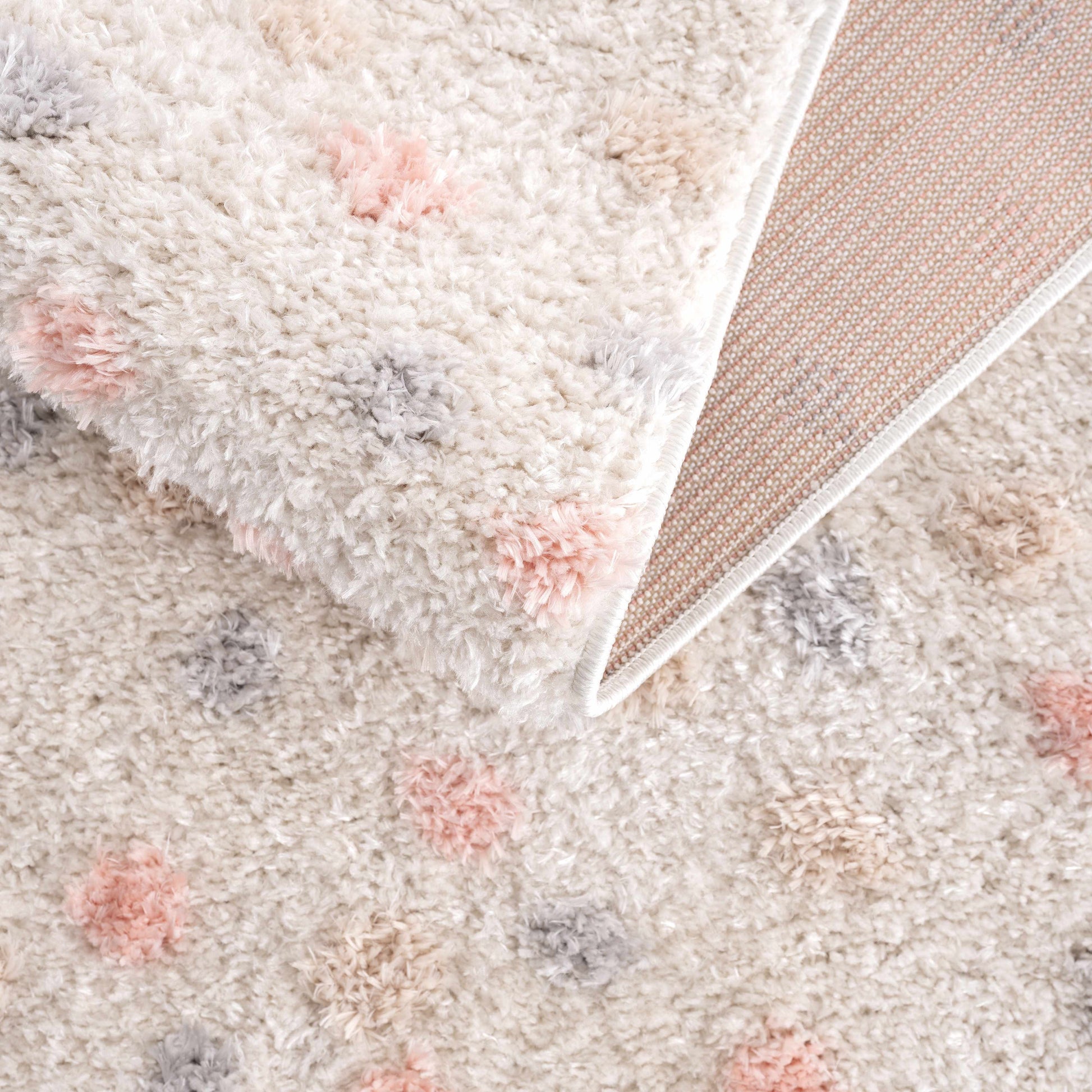 Cansu Pink & Cream Dotted Area Rug - Tree of Life