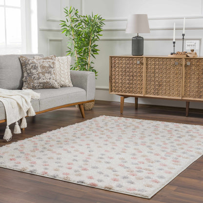 Cansu Pink & Cream Dotted Area Rug - Tree of Life