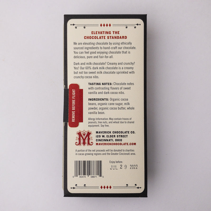 60% Dark Milk Chocolate with Cocoa Nibs - Tree of Life