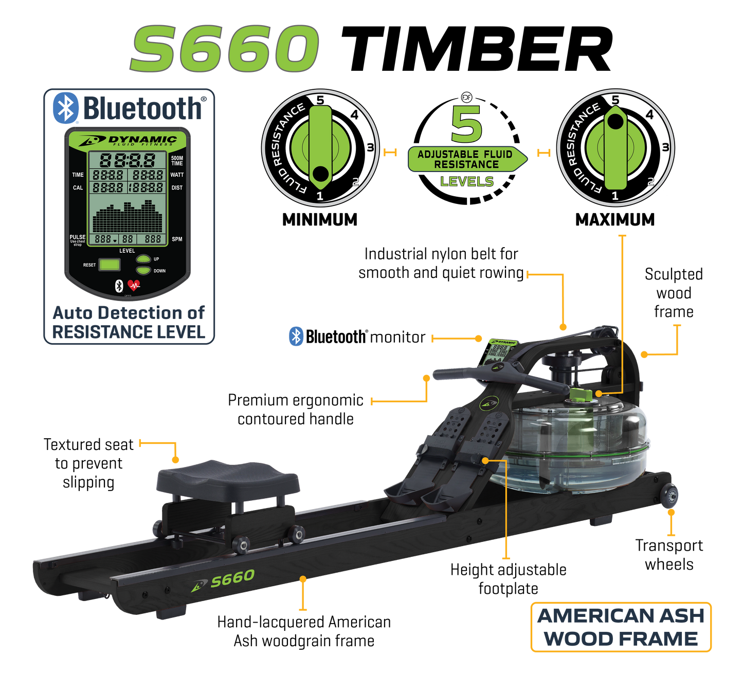 Dynamic Fluid Rower - S680 Timber - Tree of Life