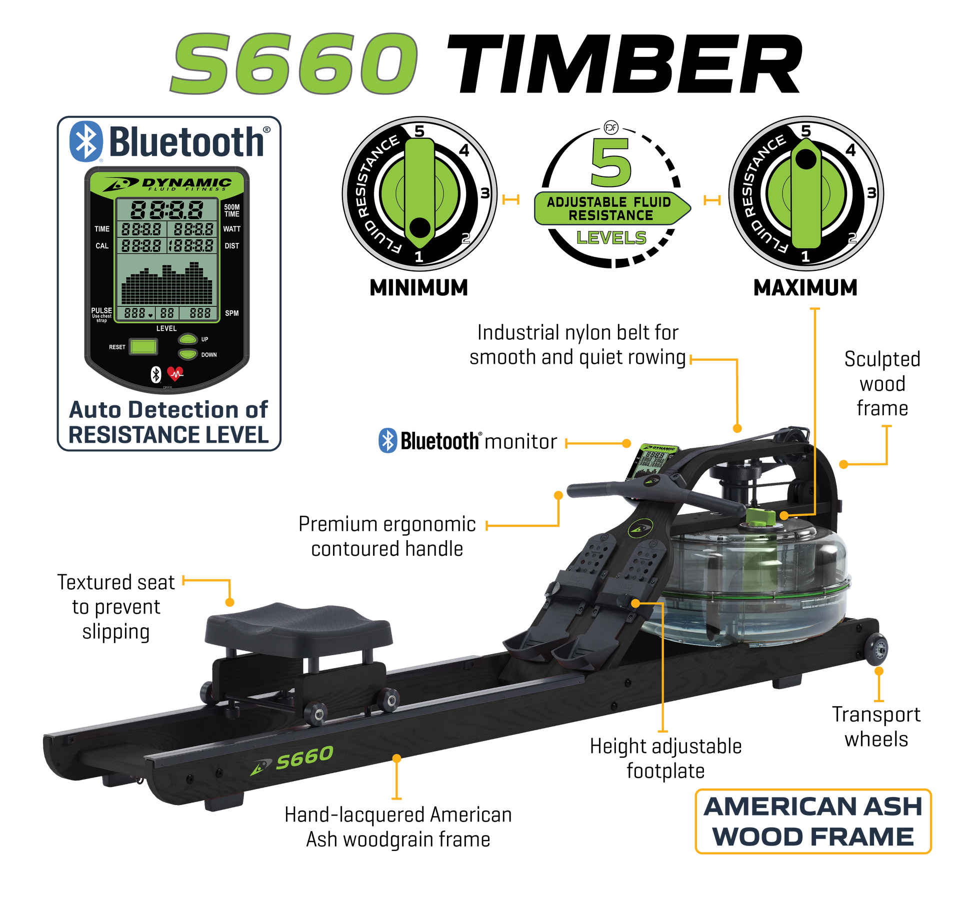 Dynamic Fluid Rower - S680 Timber - Tree of Life