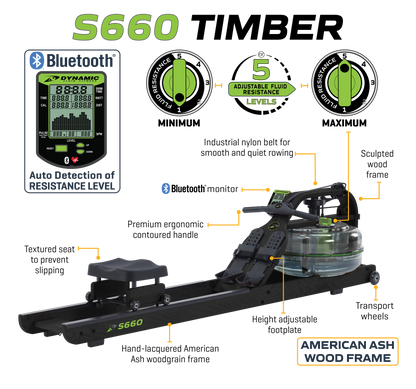 Dynamic Fluid Rower - S680 Timber - Tree of Life