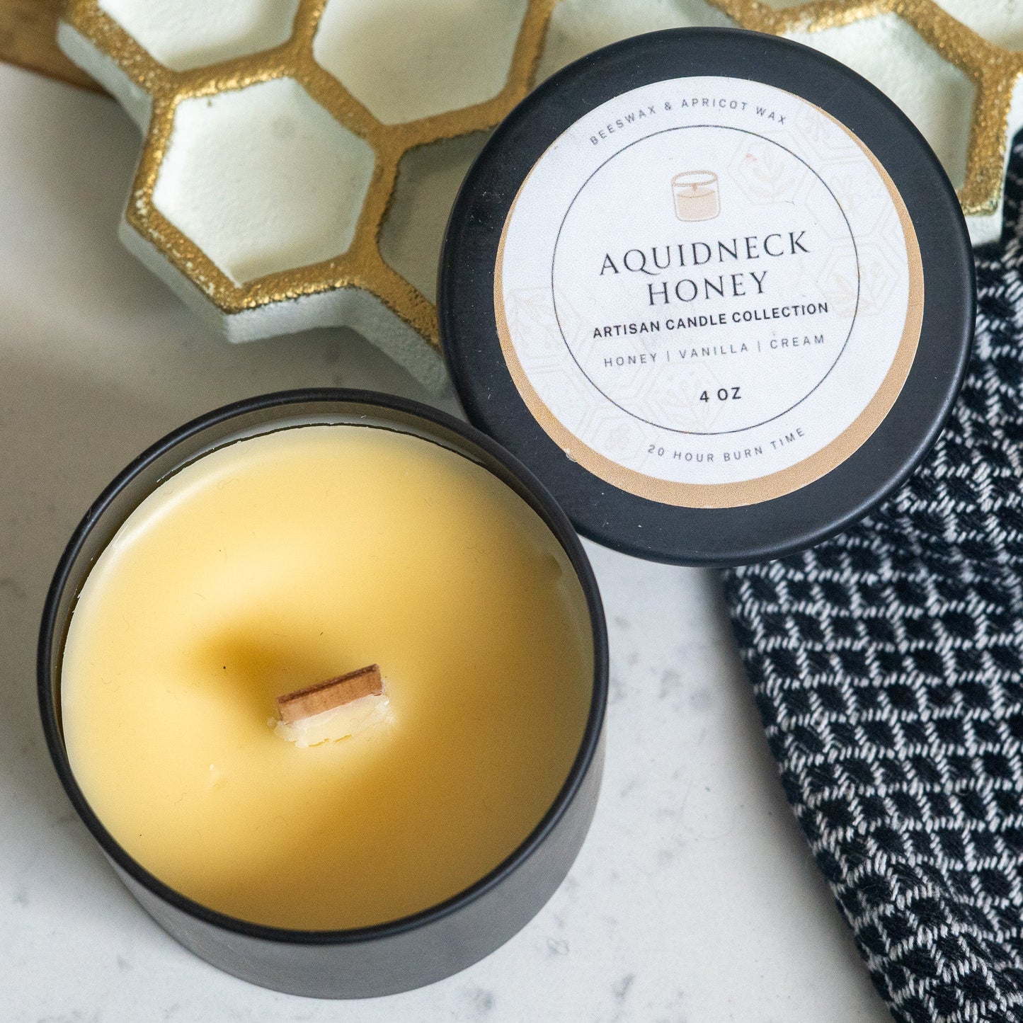 Honey & Vanilla Beeswax Candle - Tree of Life