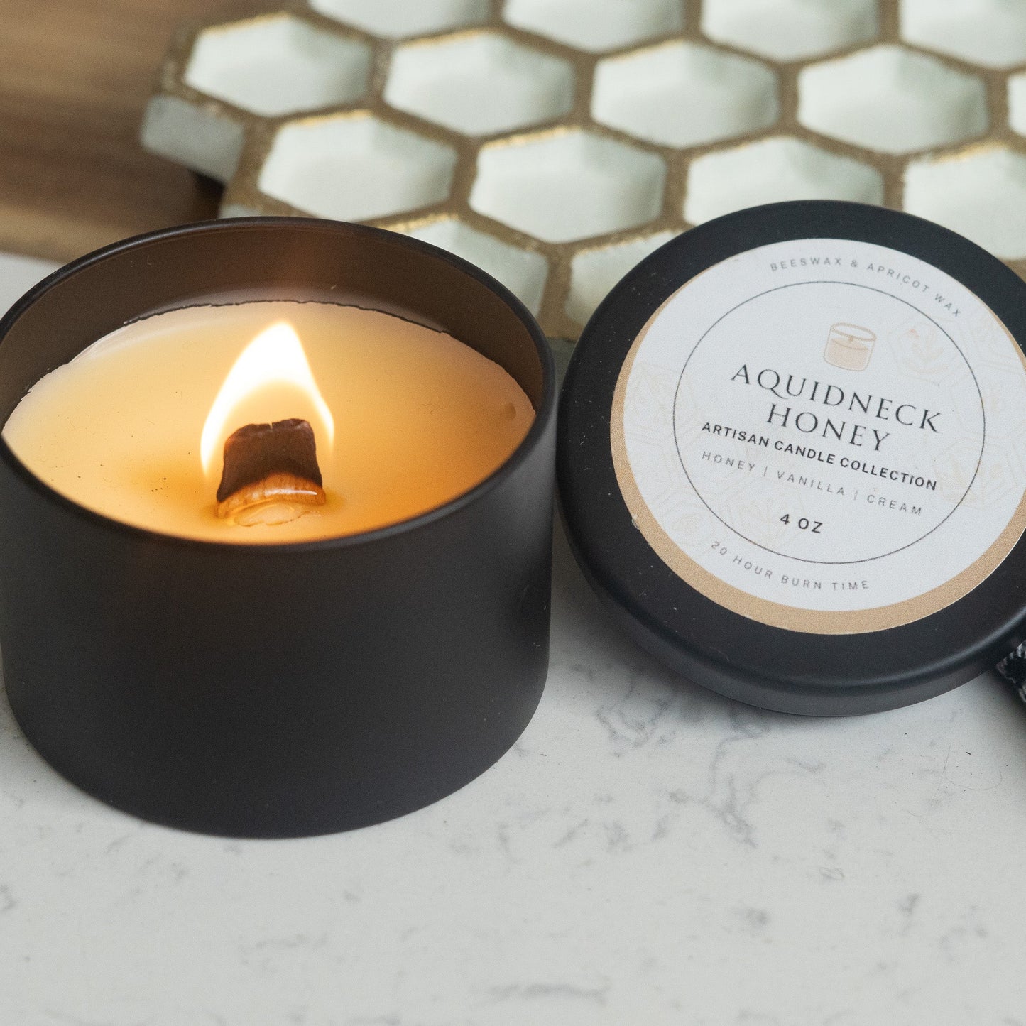 Honey & Vanilla Beeswax Candle - Tree of Life