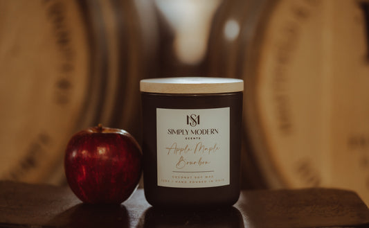 Apple Maple Bourbon | Black | Wood-Wick Coconut Soy Wax Candle - Tree of Life
