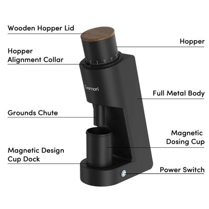 Geimori GU38 Single Dose Coffee Grinder, Electric Burr Coffee Grinder with 38mm Conical Burrs, Stepless Adjustment, Zero Retention - Tree of Life