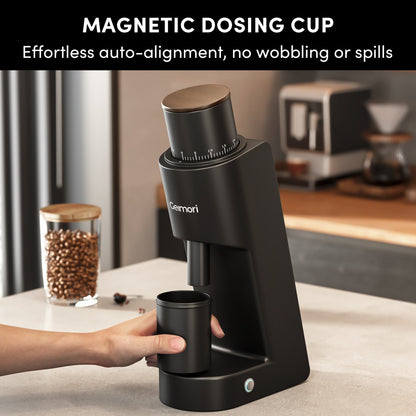 Geimori GU38 Single Dose Coffee Grinder, Electric Burr Coffee Grinder with 38mm Conical Burrs, Stepless Adjustment, Zero Retention - Tree of Life
