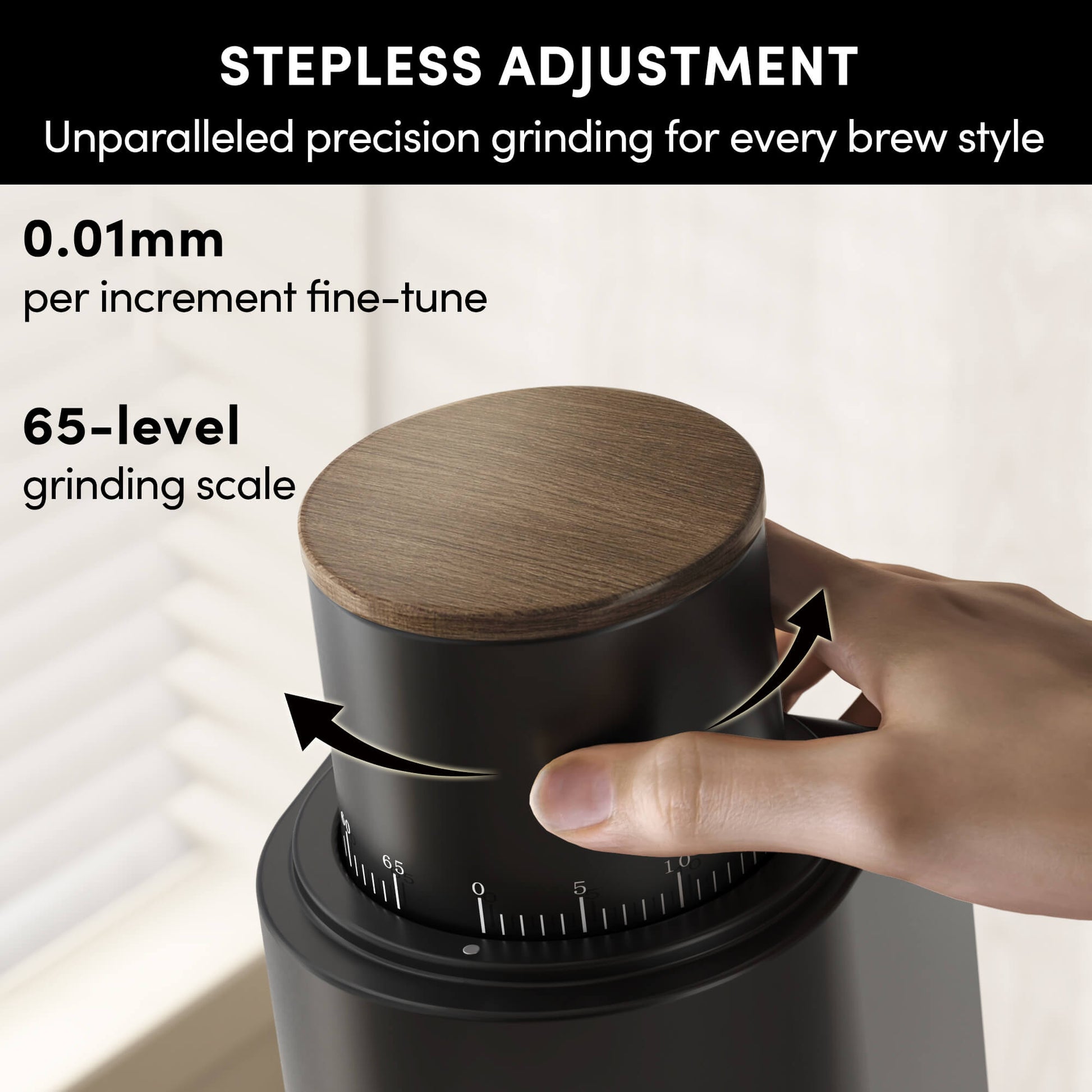 Geimori GU38 Single Dose Coffee Grinder, Electric Burr Coffee Grinder with 38mm Conical Burrs, Stepless Adjustment, Zero Retention - Tree of Life