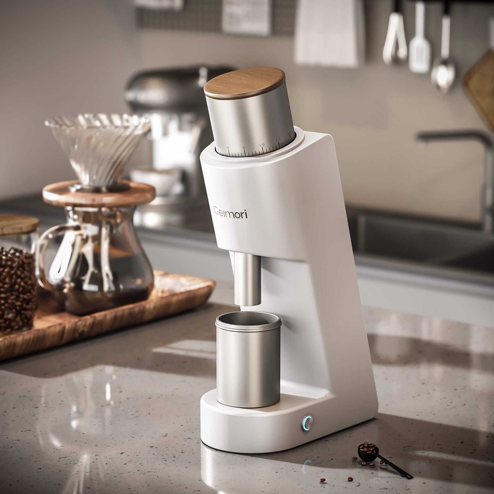 Geimori GU38 Single Dose Coffee Grinder, Electric Burr Coffee Grinder with 38mm Conical Burrs, Stepless Adjustment, Zero Retention - Tree of Life
