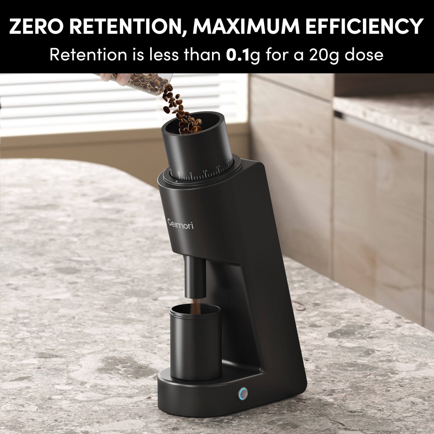 Geimori GU38 Single Dose Coffee Grinder, Electric Burr Coffee Grinder with 38mm Conical Burrs, Stepless Adjustment, Zero Retention - Tree of Life