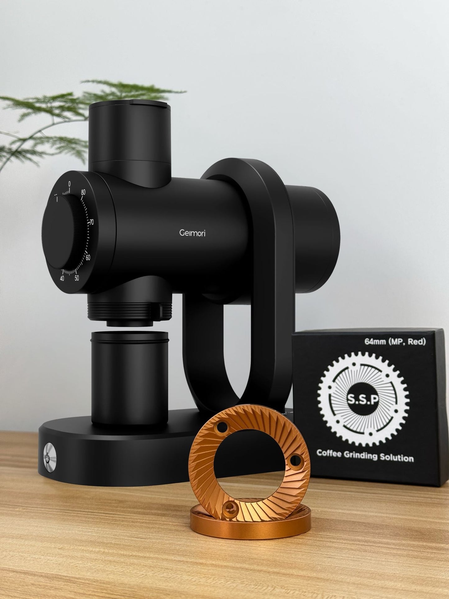 Geimori GU64 Gen2 Single Dose Coffee Grinder with 64mm Flat Burr, Anti-Static Design, Stepless Adjustment, Adjustable RPM, Zero Retention - Tree of Life