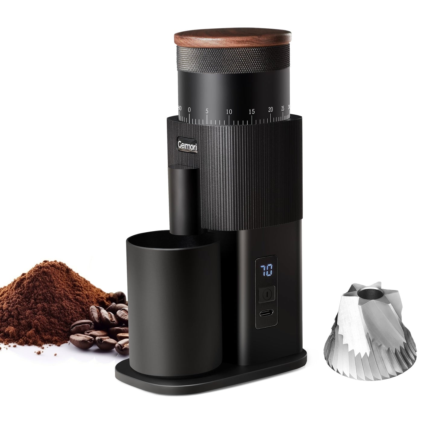 Geimori T38-The True Pro Grade Portable Coffee Grinder with 38mm Conical Burrs, 3600mAh Batteries, Stepless Grind Settings - Tree of Life