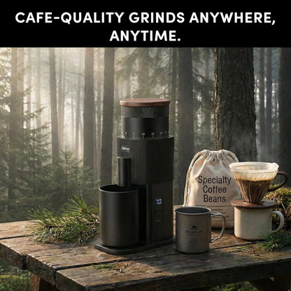 Geimori T38-The True Pro Grade Portable Coffee Grinder with 38mm Conical Burrs, 3600mAh Batteries, Stepless Grind Settings - Tree of Life