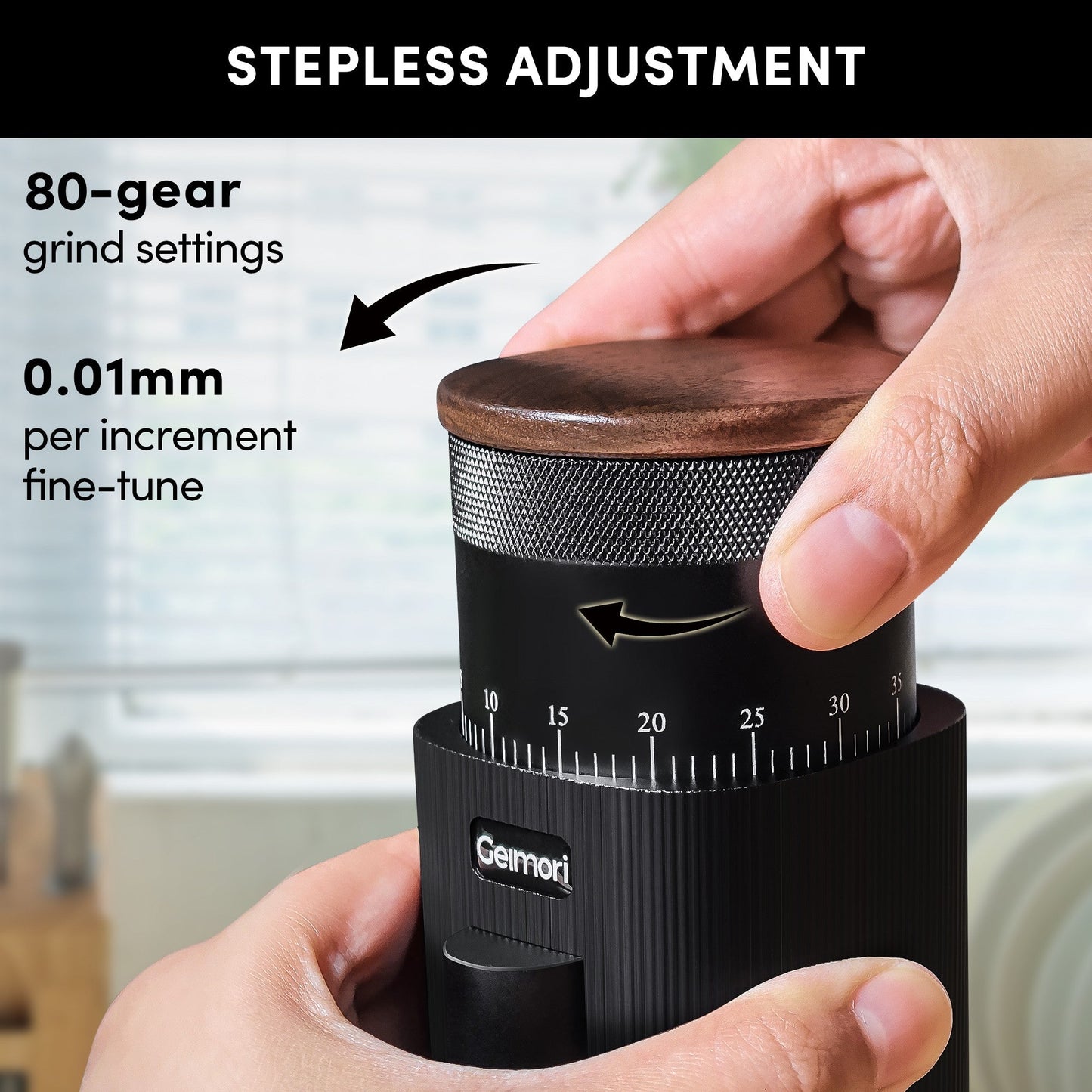 Geimori T38-The True Pro Grade Portable Coffee Grinder with 38mm Conical Burrs, 3600mAh Batteries, Stepless Grind Settings - Tree of Life