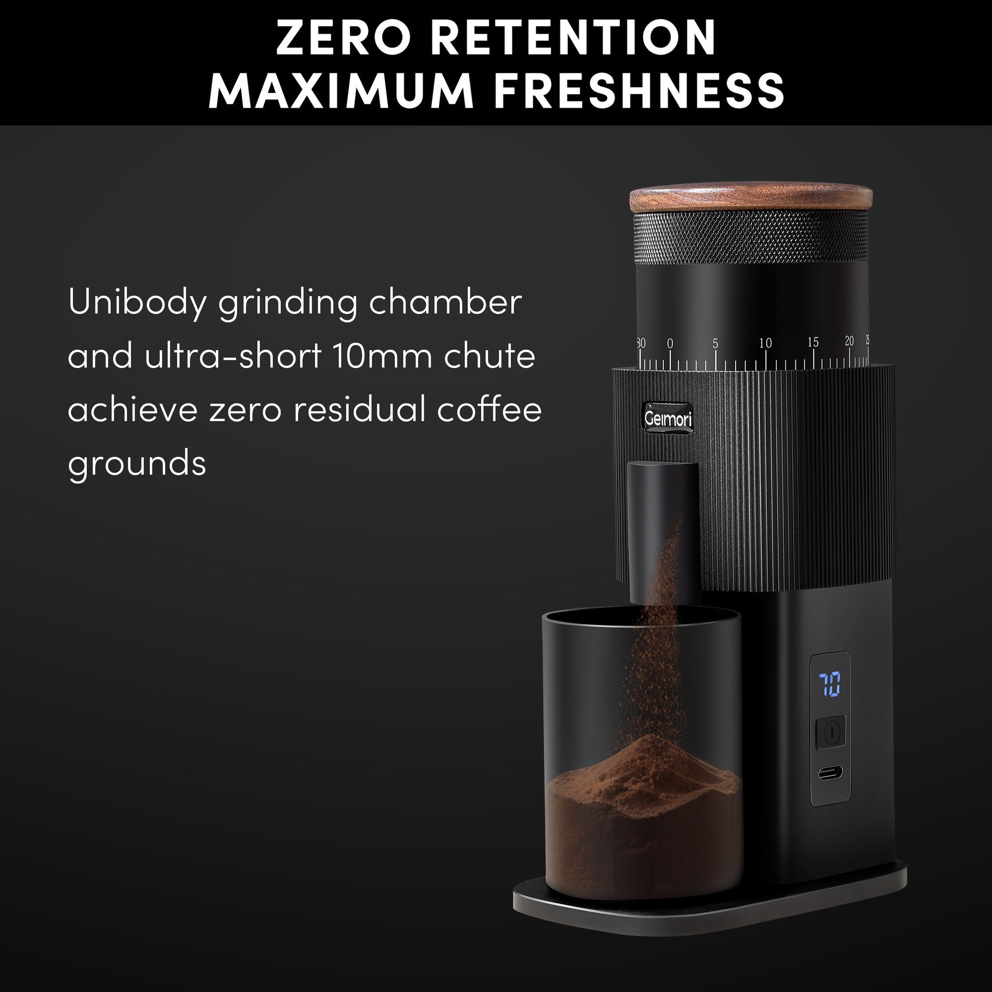 Geimori T38-The True Pro Grade Portable Coffee Grinder with 38mm Conical Burrs, 3600mAh Batteries, Stepless Grind Settings - Tree of Life