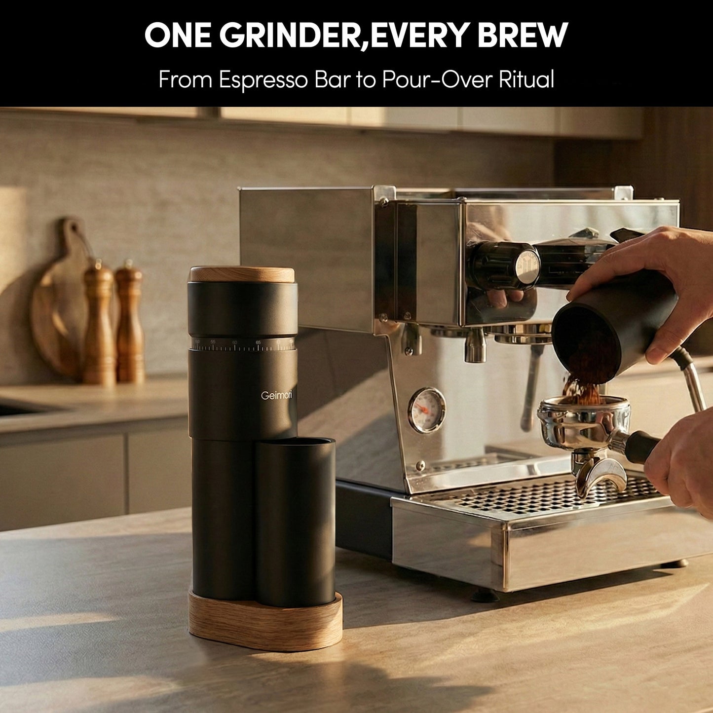 Geimori T38 Plus-The True Pro Grade Portable Coffee Grinder with 38mm Conical Burr, Anti-Static Tech, Stepless Grind Settings, Zero Retention - Tree of Life