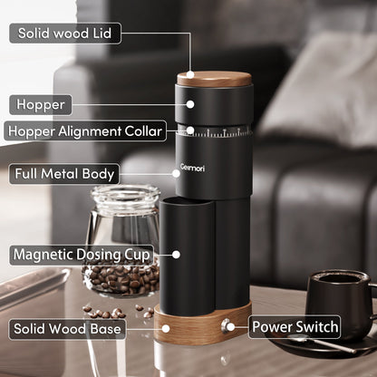 Geimori T38 Plus-The True Pro Grade Portable Coffee Grinder with 38mm Conical Burr, Anti-Static Tech, Stepless Grind Settings, Zero Retention - Tree of Life