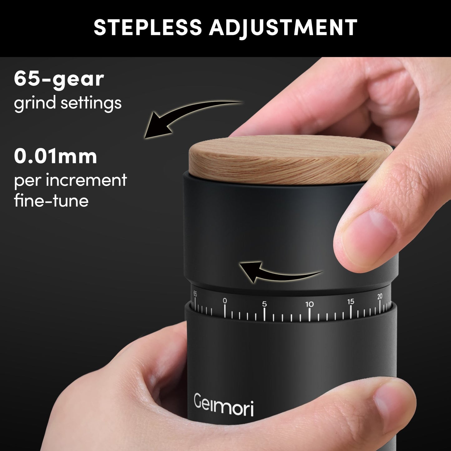 Geimori T38 Plus-The True Pro Grade Portable Coffee Grinder with 38mm Conical Burr, Anti-Static Tech, Stepless Grind Settings, Zero Retention - Tree of Life