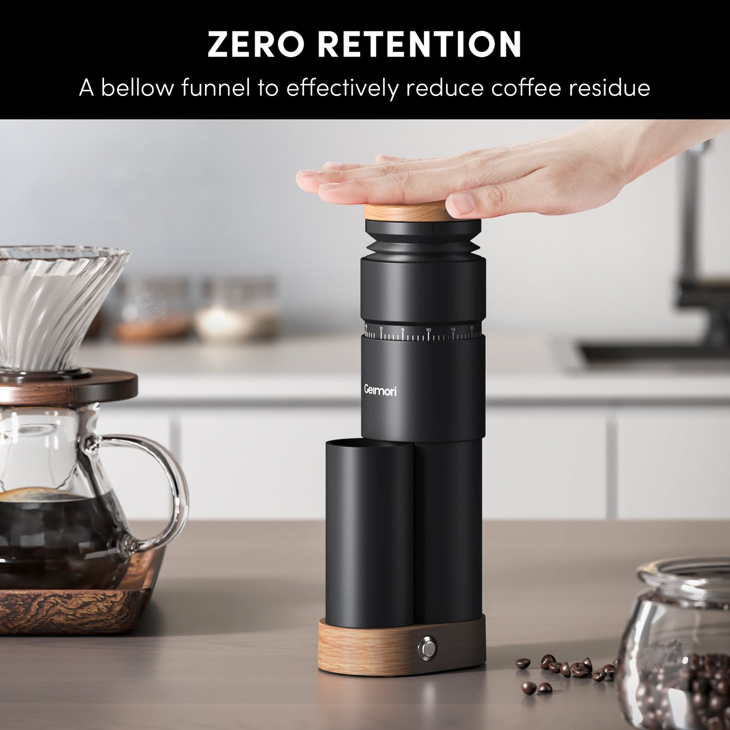 Geimori T38 Plus-The True Pro Grade Portable Coffee Grinder with 38mm Conical Burr, Anti-Static Tech, Stepless Grind Settings, Zero Retention - Tree of Life