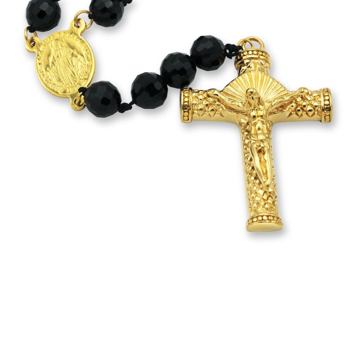 Fancy Rosary Necklace Five Decade Catholic Prayer Acrylic Beads Crucifix Pendant - Tree of Life