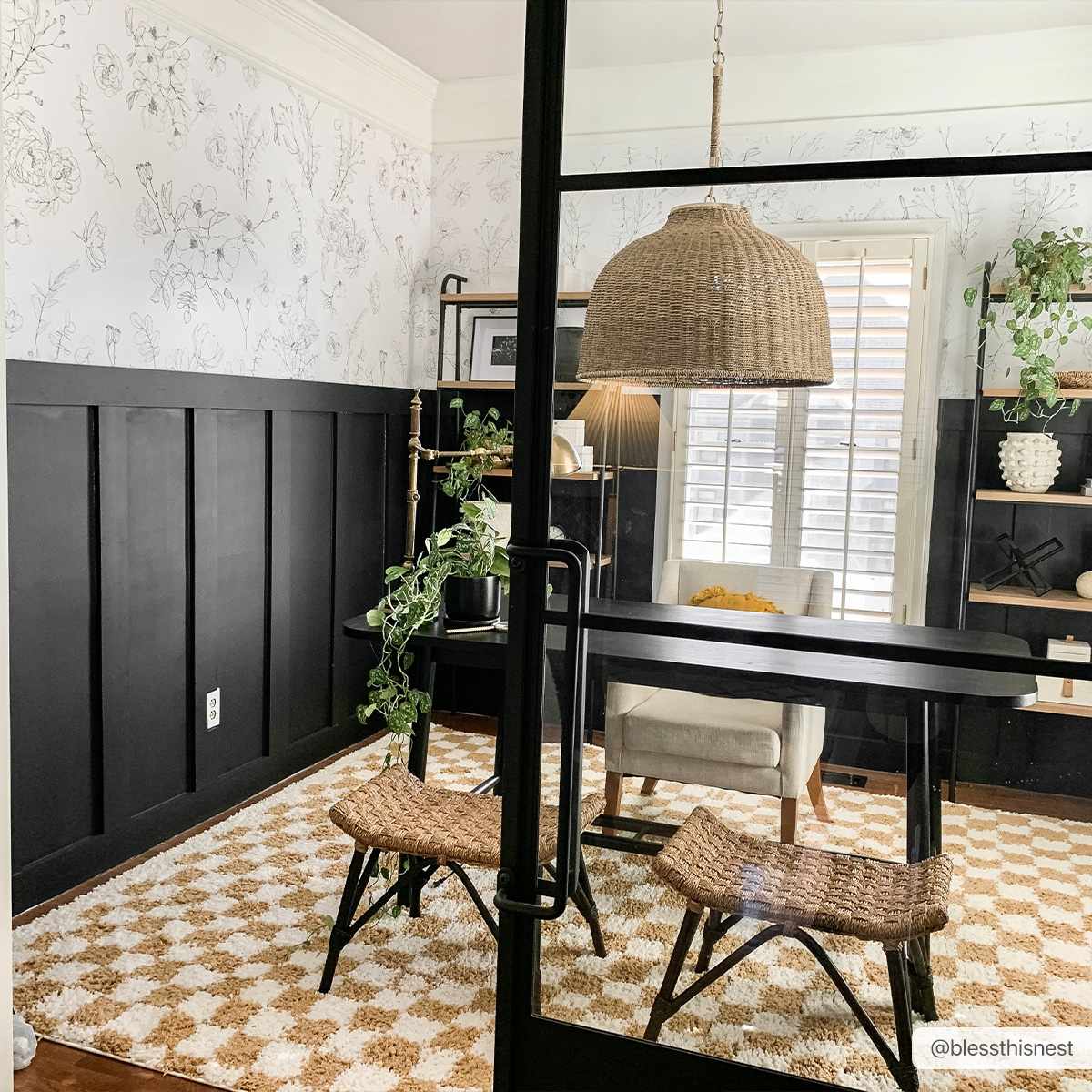Kieu Mustard & Ivory Checkered Area Rug - Tree of Life