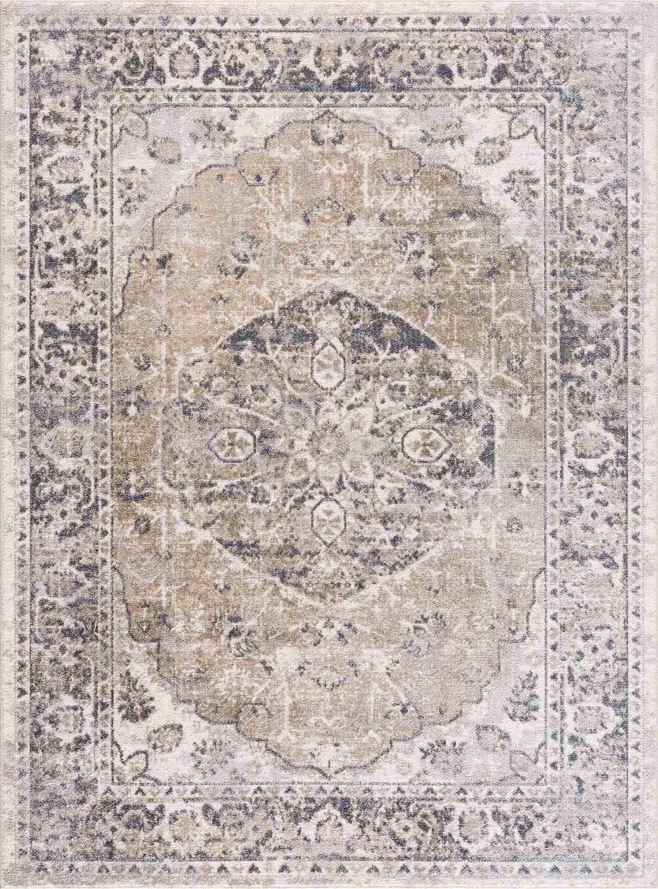 Rudo Beige Flat Pile Washable Rug - Tree of Life