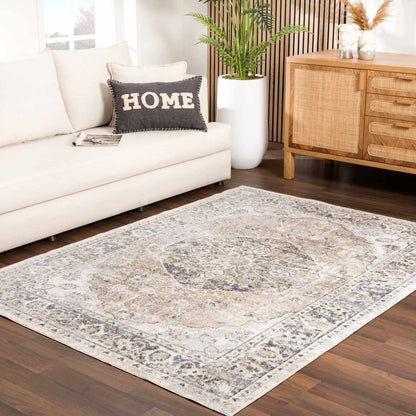 Rudo Beige Flat Pile Washable Rug - Tree of Life