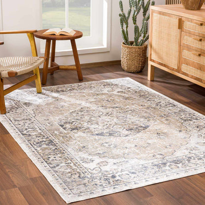 Rudo Beige Flat Pile Washable Rug - Tree of Life