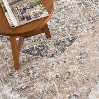 Rudo Beige Flat Pile Washable Rug - Tree of Life