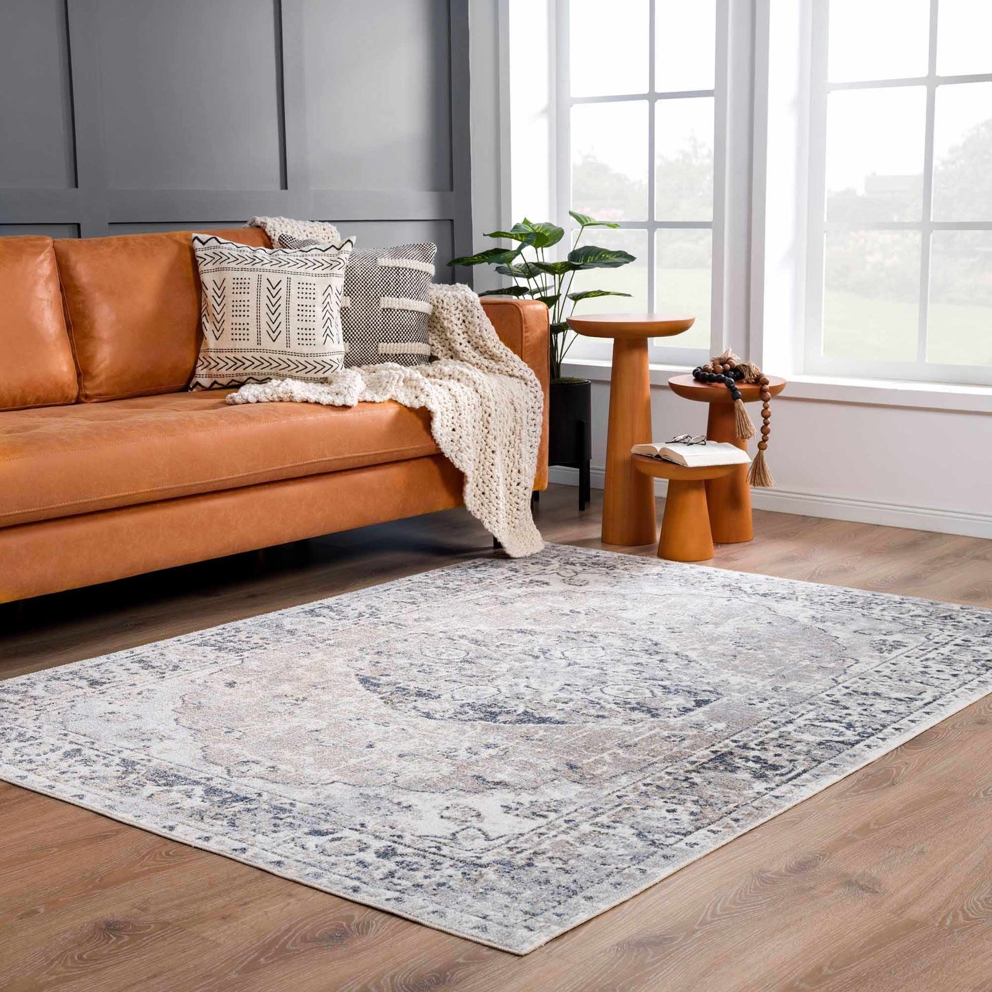 Rudo Flat Pile Washable Rug - Tree of Life