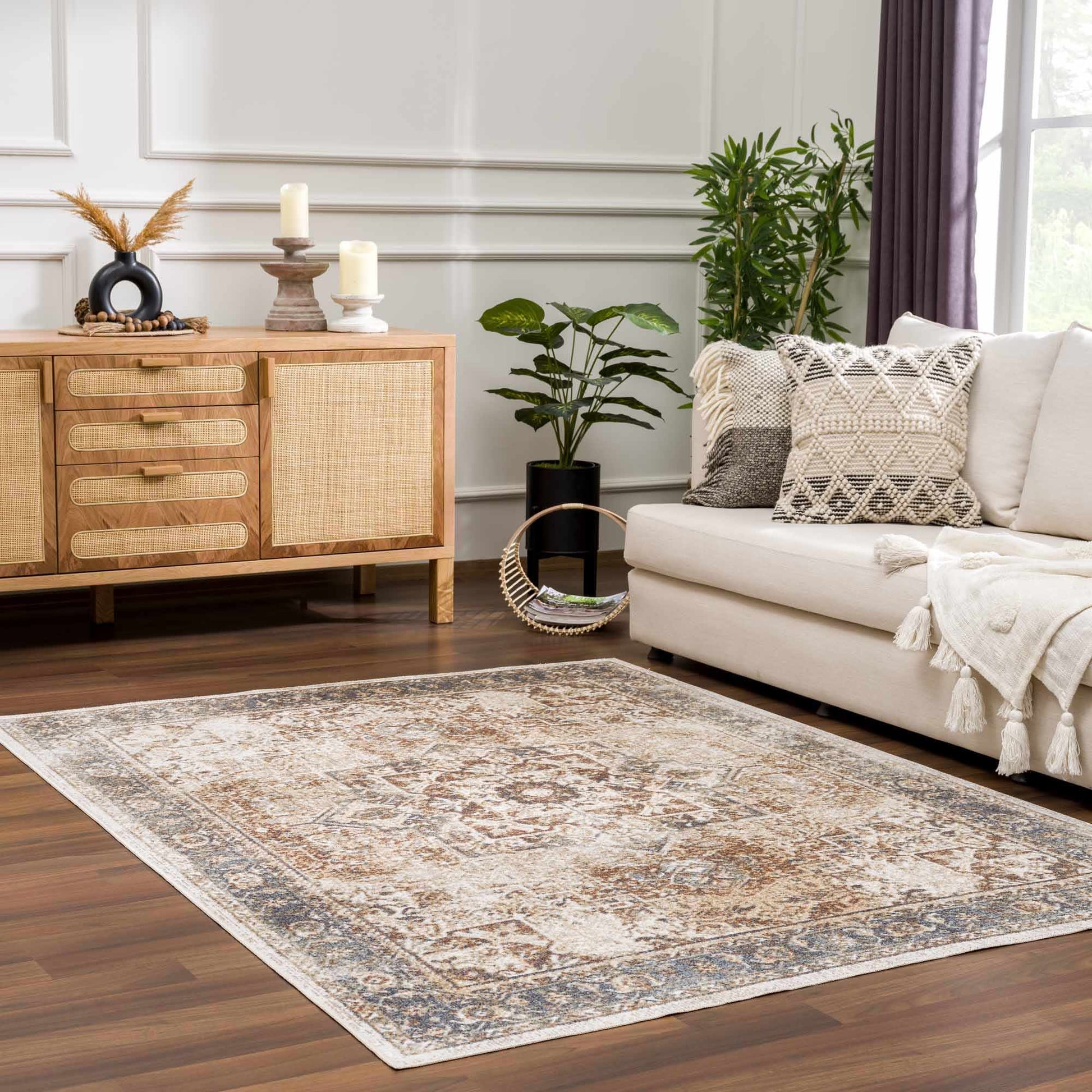 Heritage Style Flat Pile Washable Rug - Tree of Life