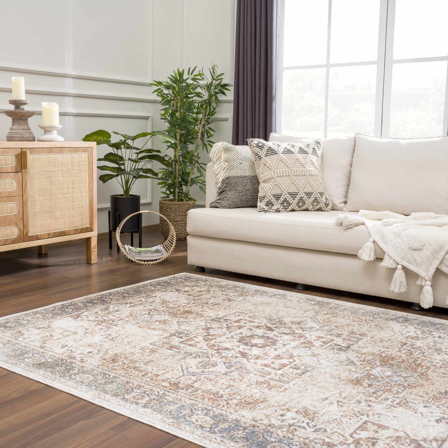 Heritage Style Flat Pile Washable Rug - Tree of Life