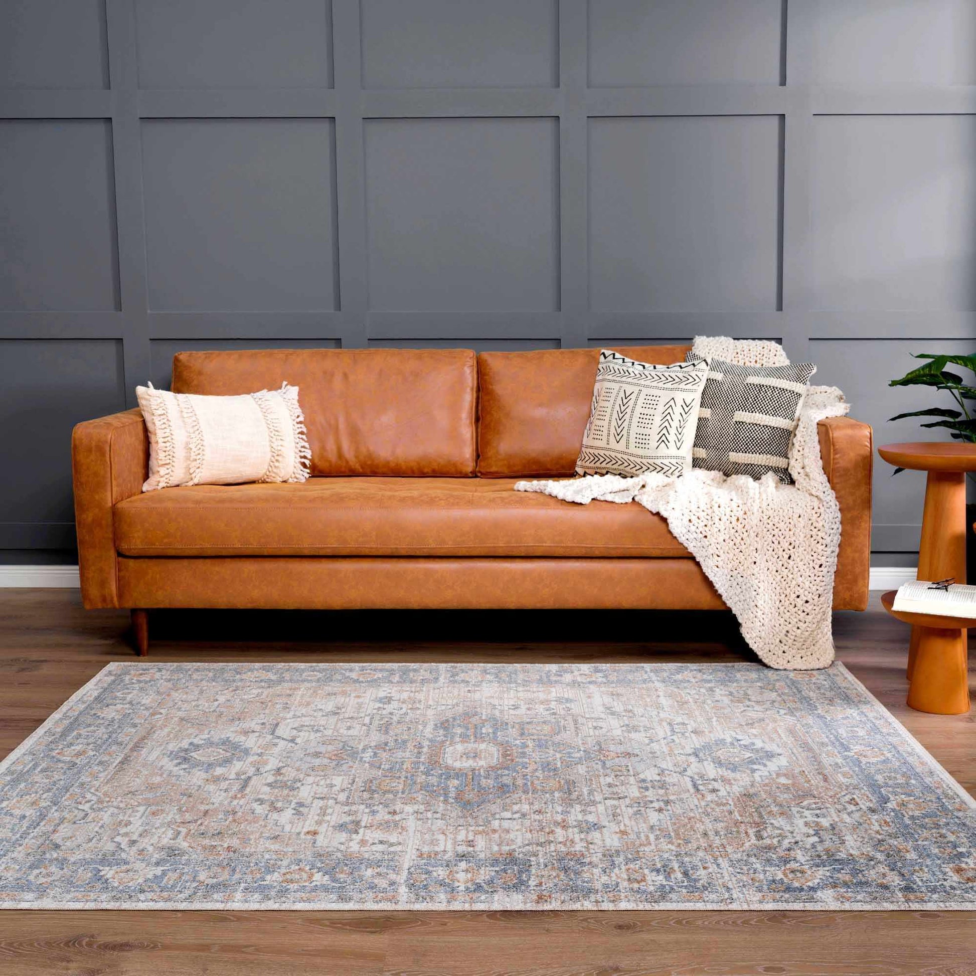 Ezri Cream Washable Area Rug - Tree of Life