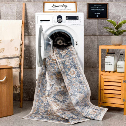 Ezri Cream Washable Area Rug - Tree of Life