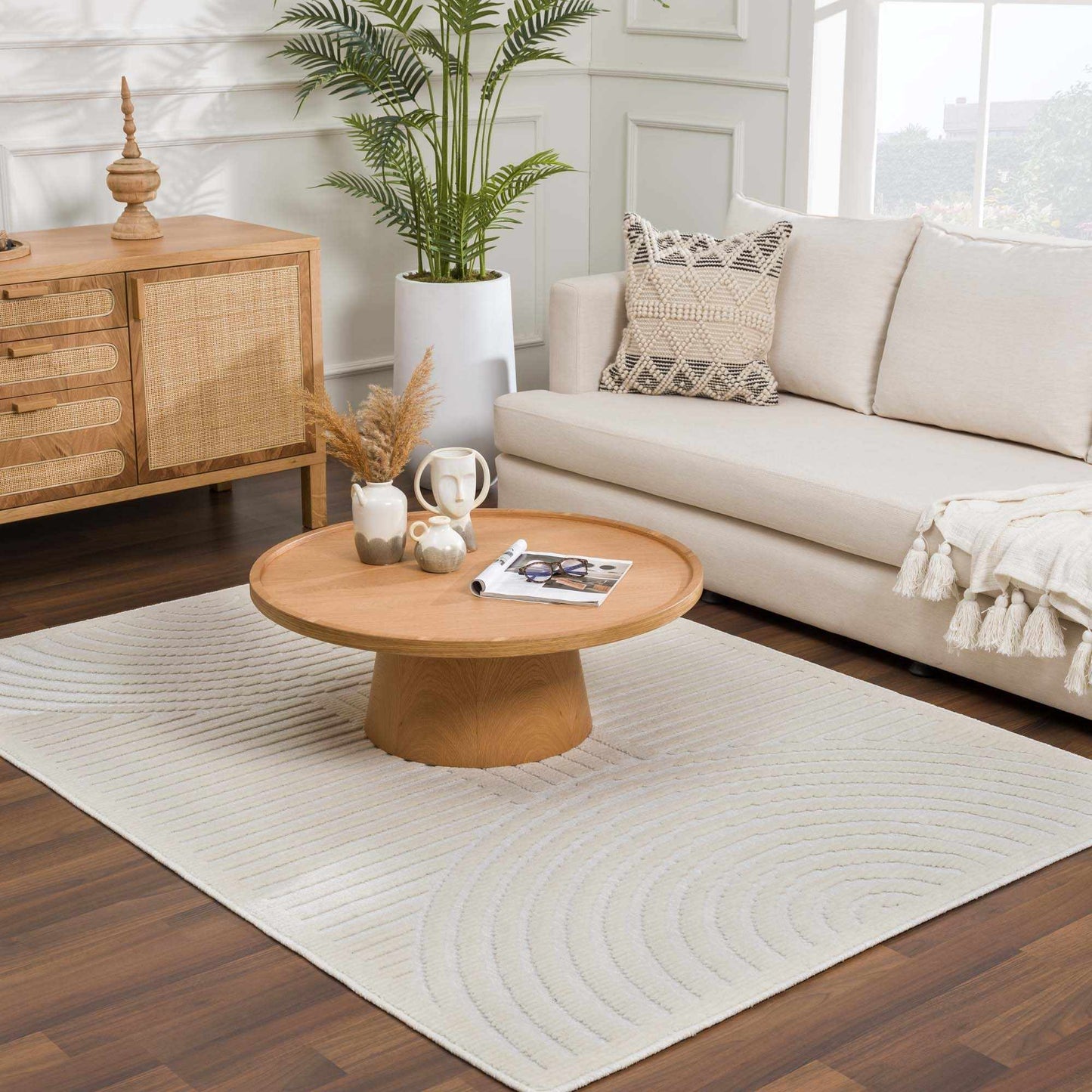 Deron White Washable 3D Rug - Tree of Life