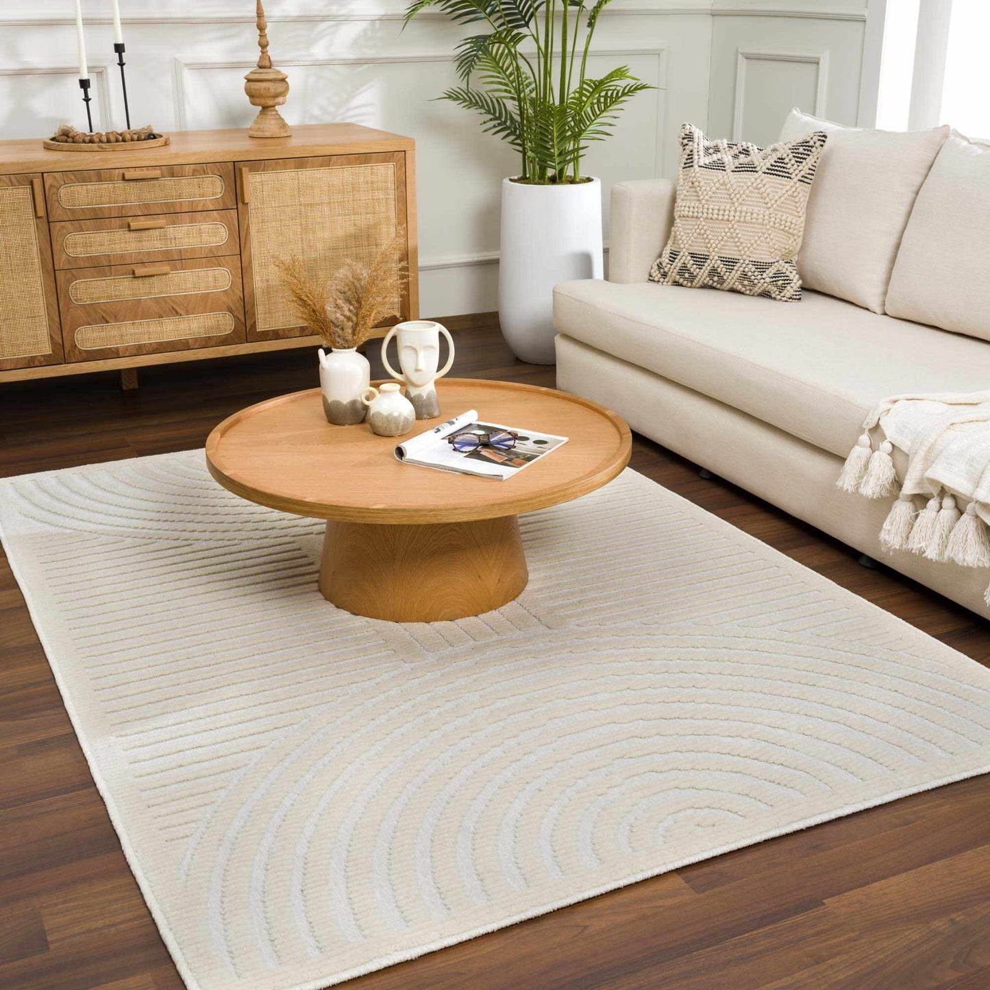 Deron White Washable 3D Rug - Tree of Life