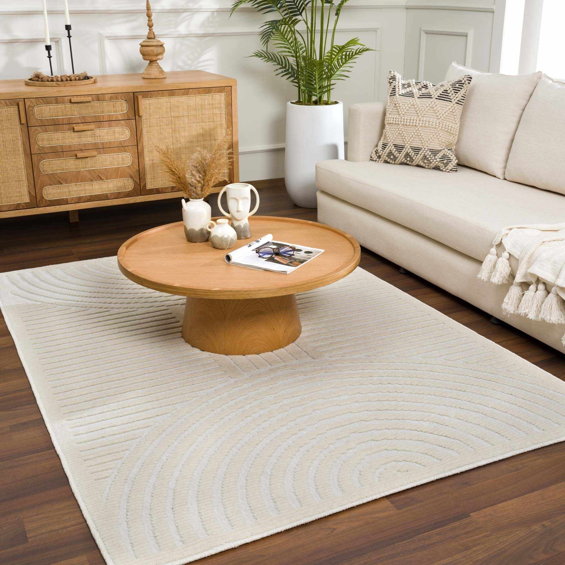 Deron White Washable 3D Rug - Tree of Life