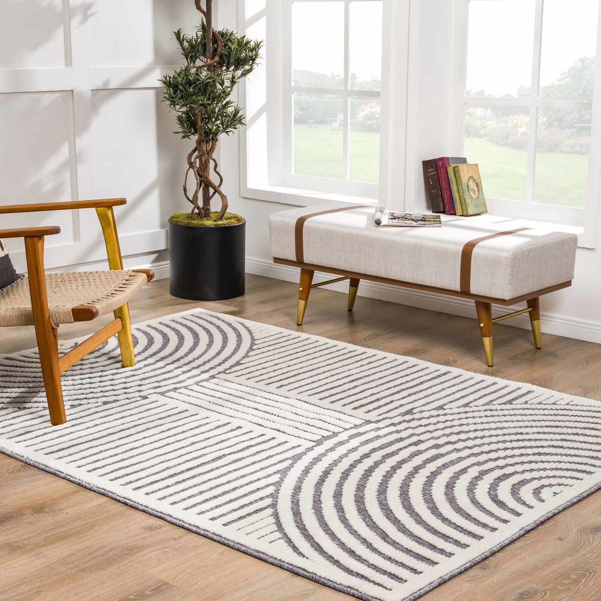 Deron Gray Rainbow Washable Rug - Tree of Life